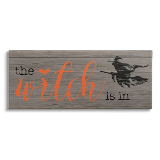 Stupell Industries The Witch Is In Halloween Sign Canvas Wall Art